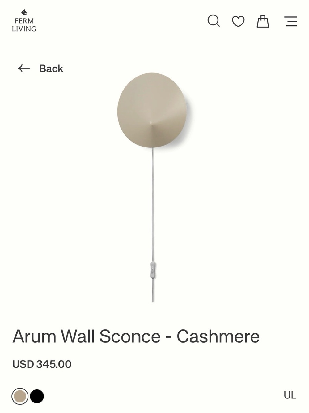 Ferm Living Arum Wall Sconce - Cashmere Beige